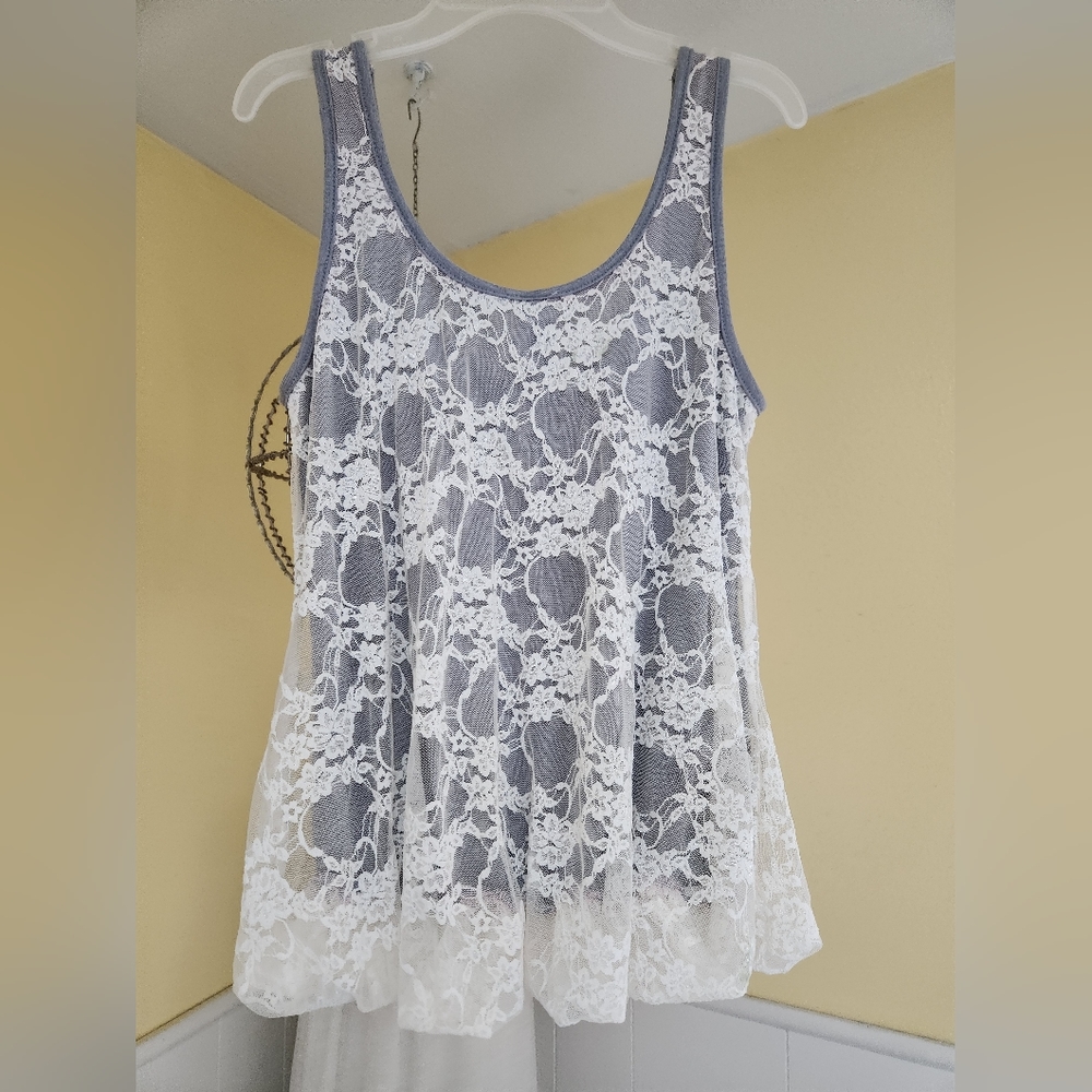 Grey and lace top